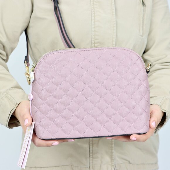 Mauve Quilted Faux Leather Purse Chain Strap Cross Body Shoulder Bag - Picture 7 of 10